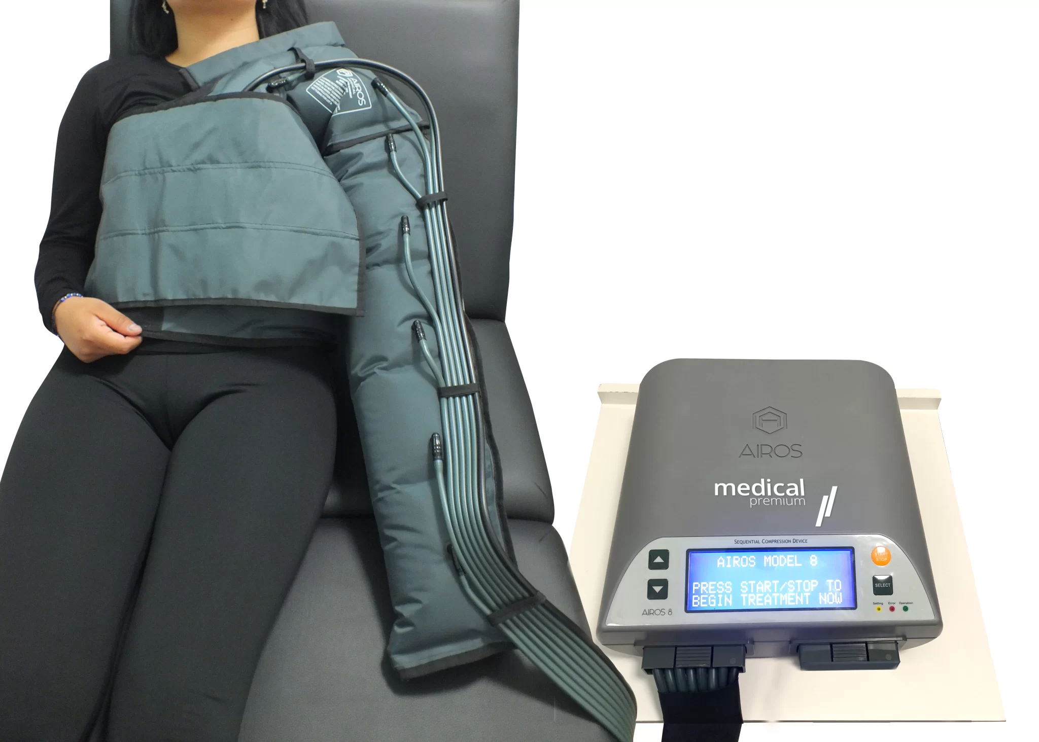 Dispositivo y manga de compresion para Linfedema de brazo post mastectomia.webp