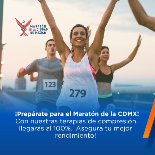 Corredora de Maraton de la cdmx 2024 optimo rentimiento por usar botas de compresion