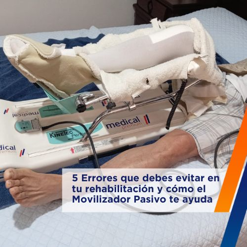 Paciente evitando errores en rehabilitación usando movilizador pasivo de rodilla