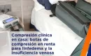 Paciente con linfedema usando botas de compresión en casa